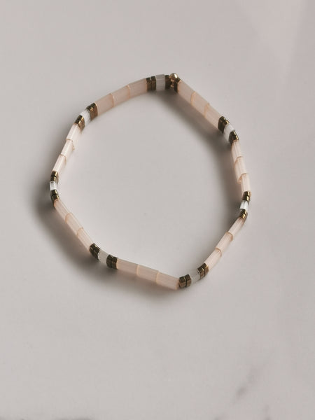 Tile beaded stretch bracelet