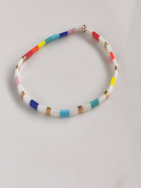 Tile Beaded Bracelet (Rainbow)